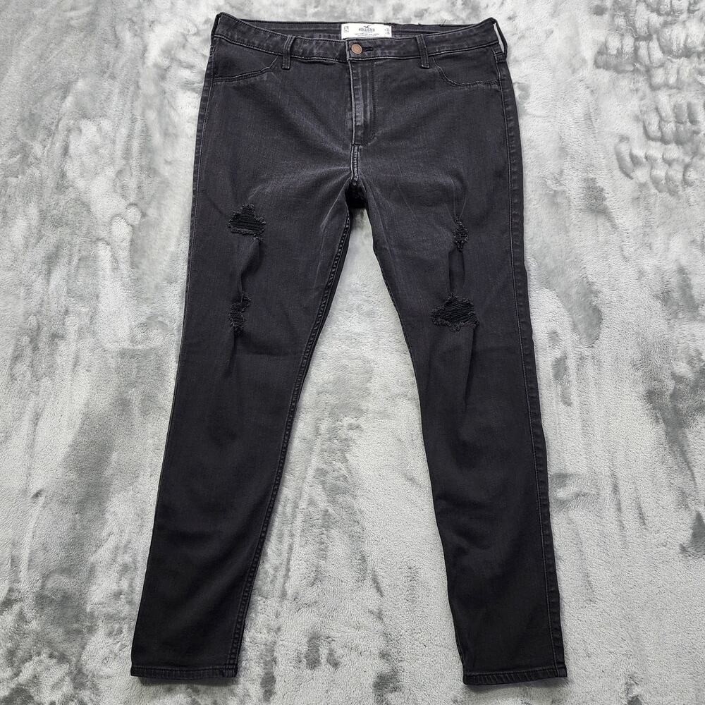 Hollister Jeans Womens 17R W33 L28 Black Distressed Curvy High-Rise Legging